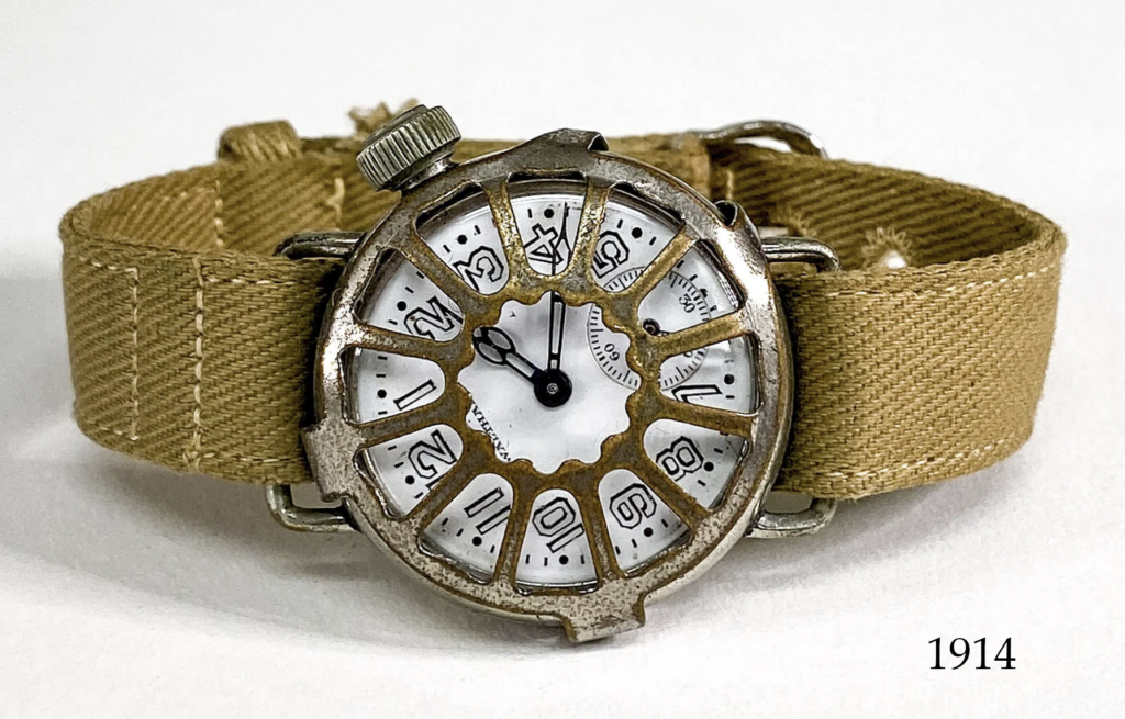 Waltham USA trench watch with shrapnel guard circa 1914 32mm diameter